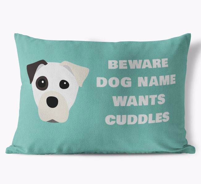 Beware of Cuddles: Personalized {breedFullName} Soft Touch Pillow